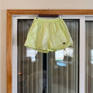 Tory Sport Neon Yellow Iridescent Taffeta Running Shorts